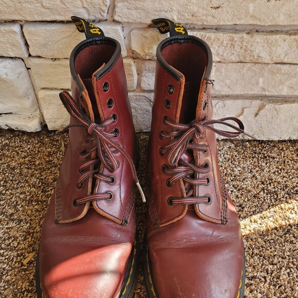 Burgundy/ Brown Dr. Marten Airwair Boots - Picture 5 of 6